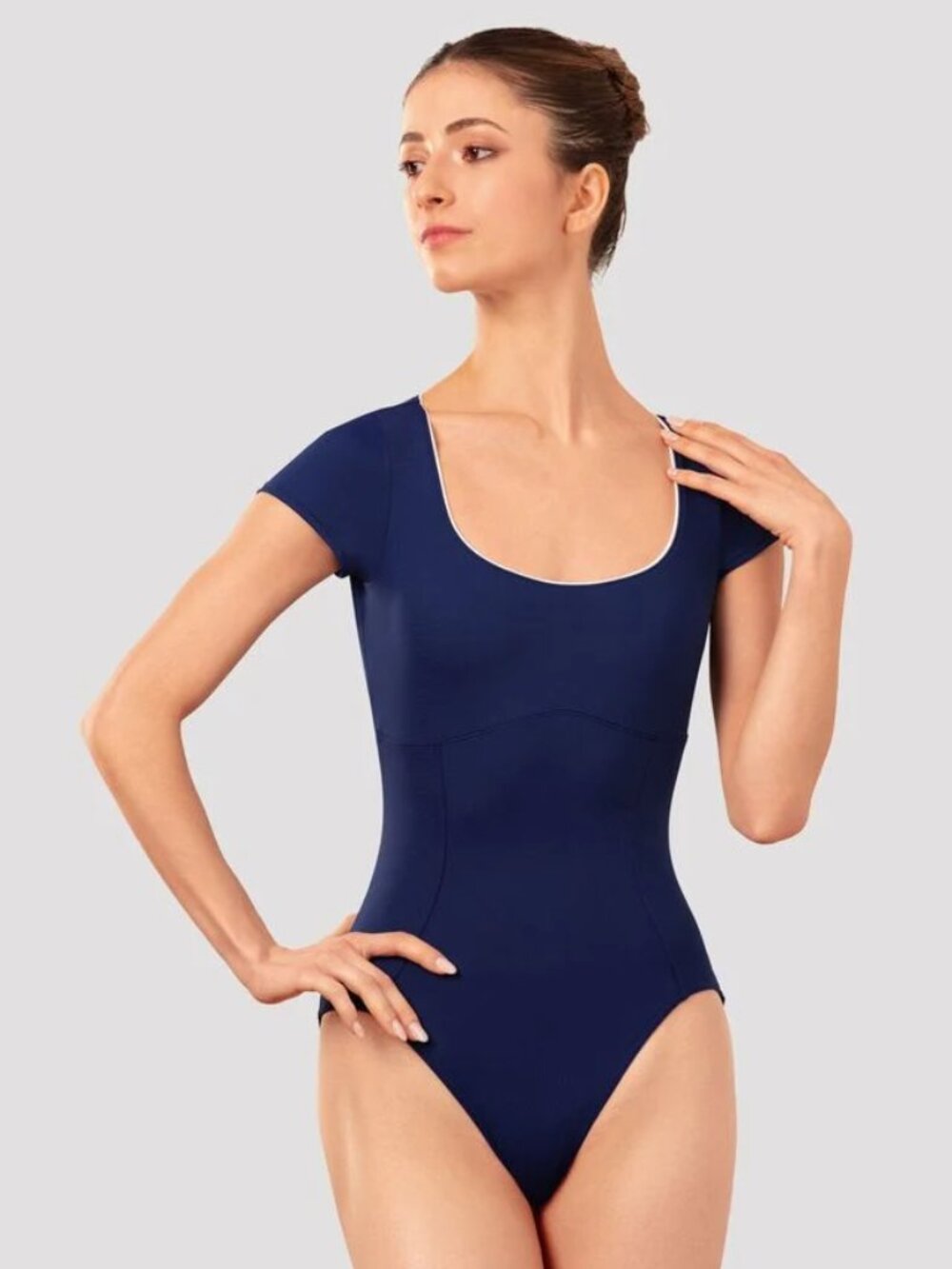 BLOCH Cap Sleeve Alphaeus Ballet Leotard Navy Blue M NWOT